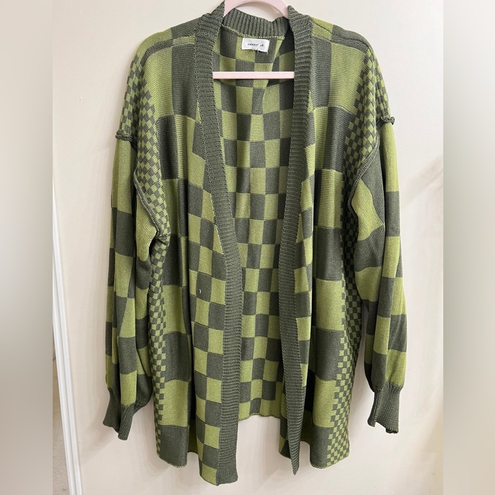 Checkered Cardigan Sweater
